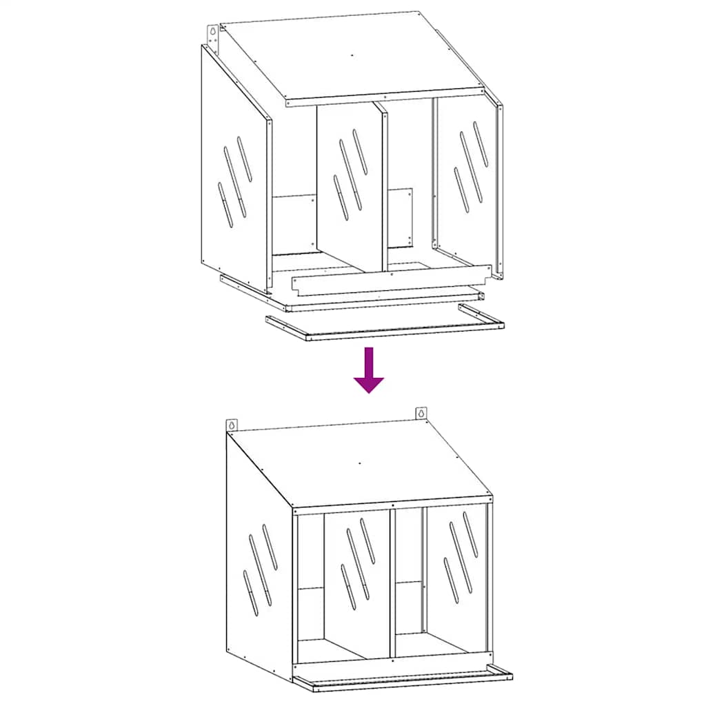 Hühner-Nistkasten mit 2 Fächern Olivgrün Metall
