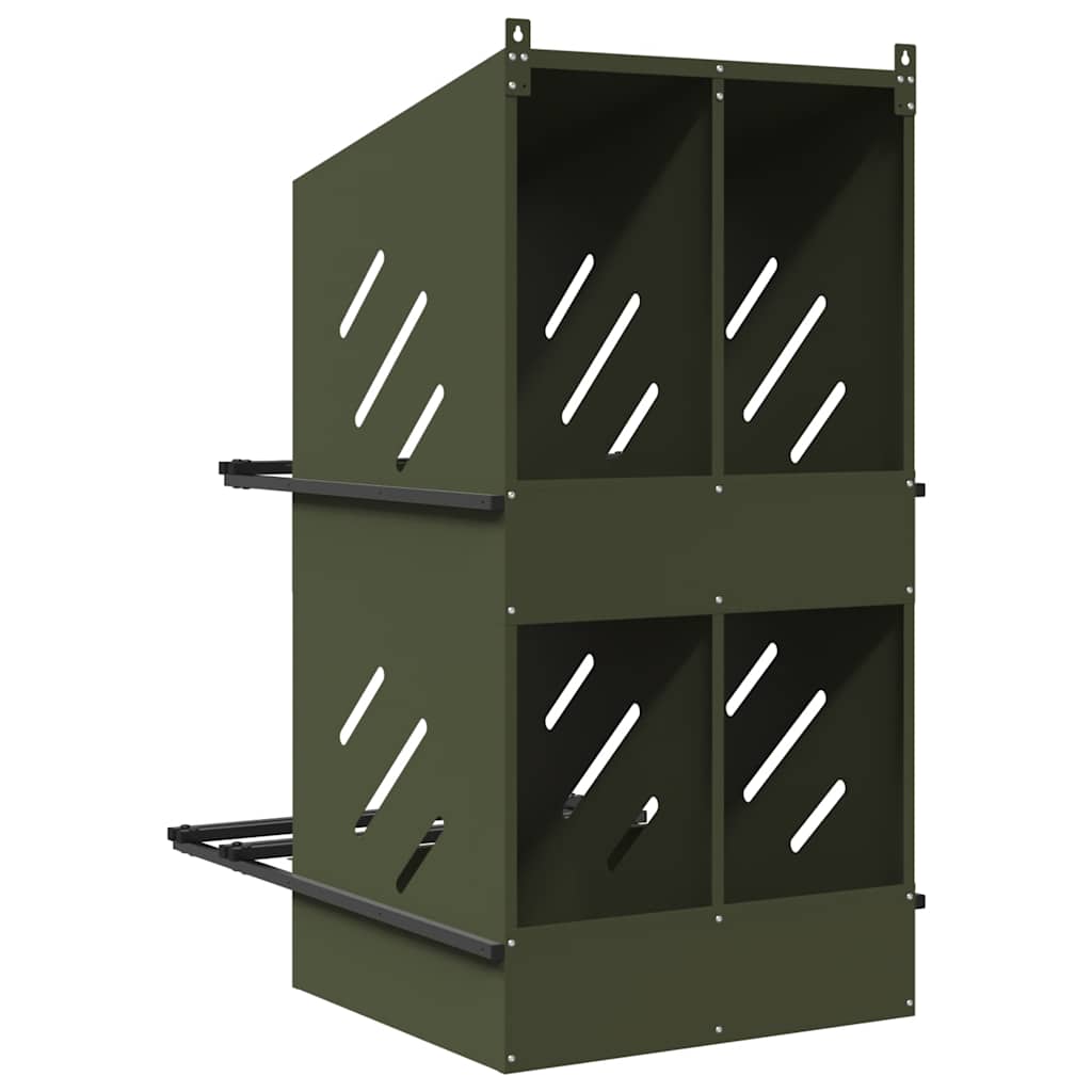 Hühner-Nistkasten mit 4 Fächern Olivgrün Metall