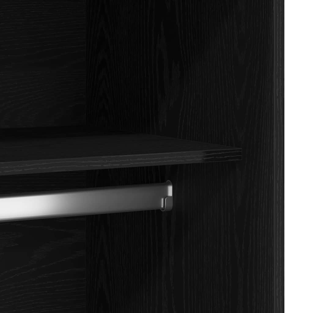 Kleiderschrank mit Regal Schwarz Eichen-Optik 100 x 50 x 200 cm
