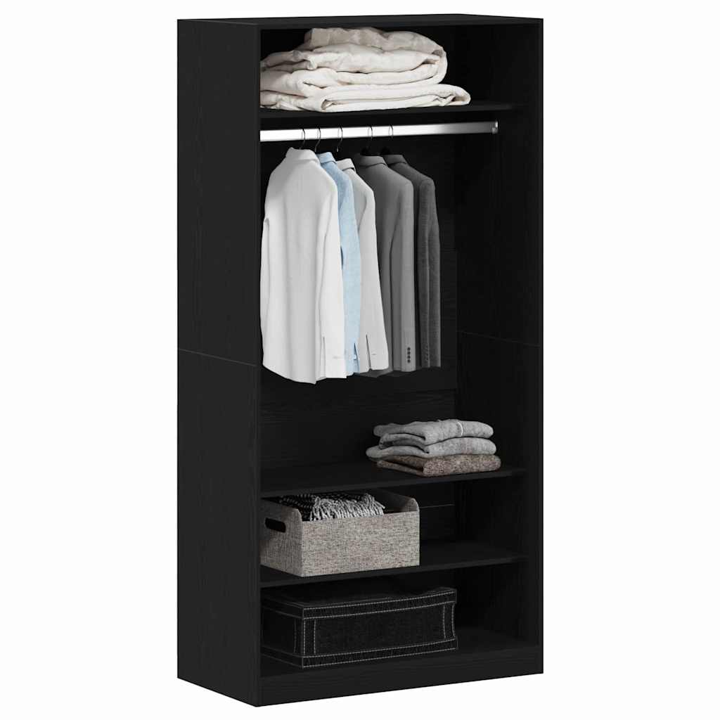 Kleiderschrank mit Regal Schwarz Eichen-Optik 100 x 50 x 200 cm