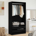 Kleiderschrank mit Regal Schwarz Eichen-Optik 100 x 50 x 200 cm