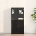 Highboard Schwarz Eichen-Optik 68 x 37 x 142 cm