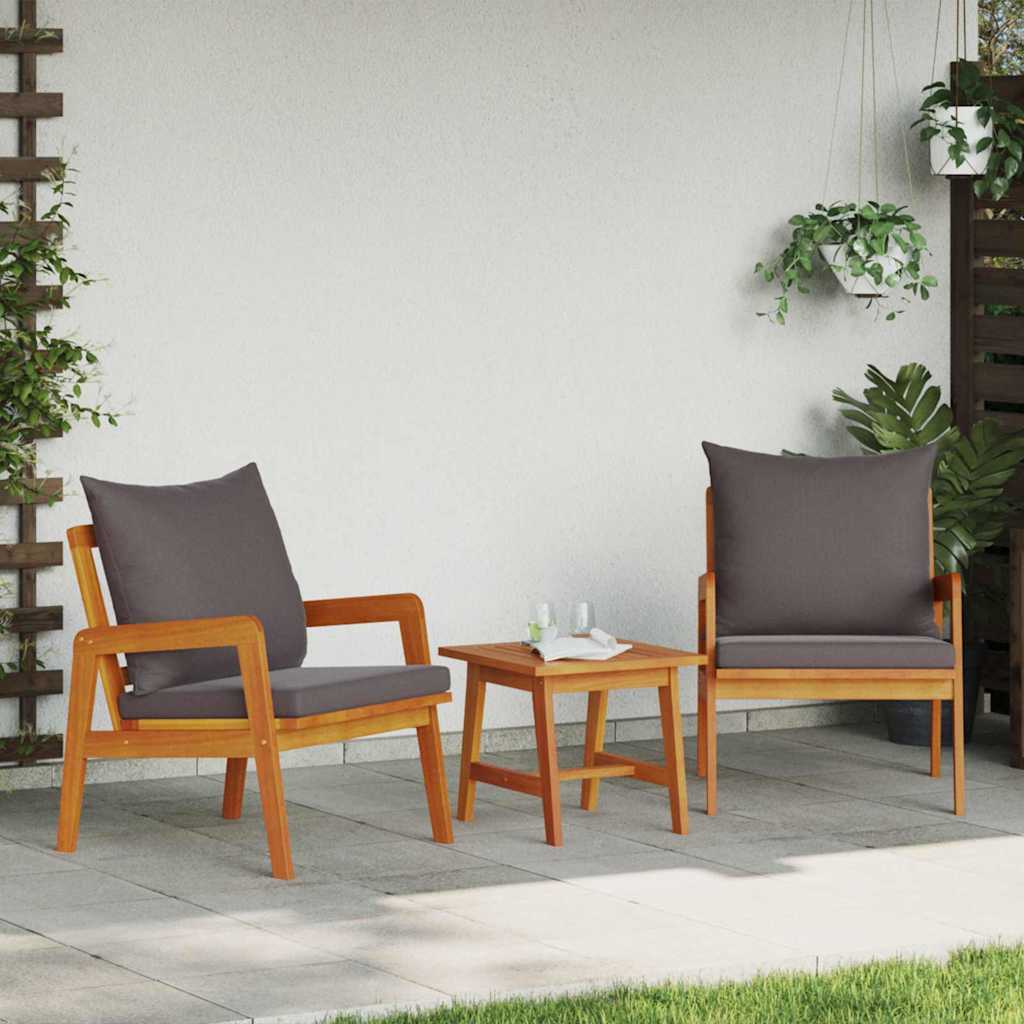 Gartenstuhl mit Kissen 2 Stück Öl-Natur 65 x 59,5 x 72 cm