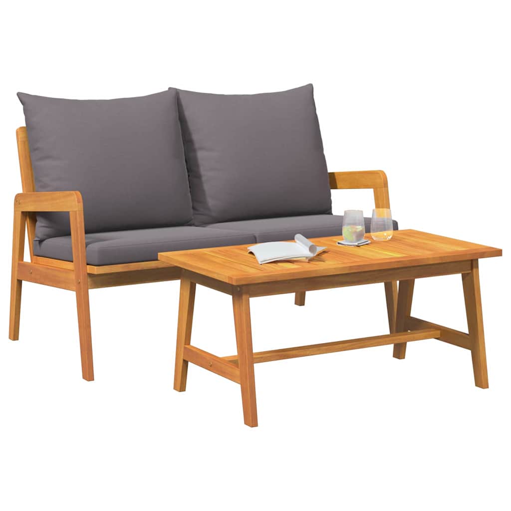 Bistrogarnitur mit Kissen 2 pcs Öl-Natur Massivholz Akazie