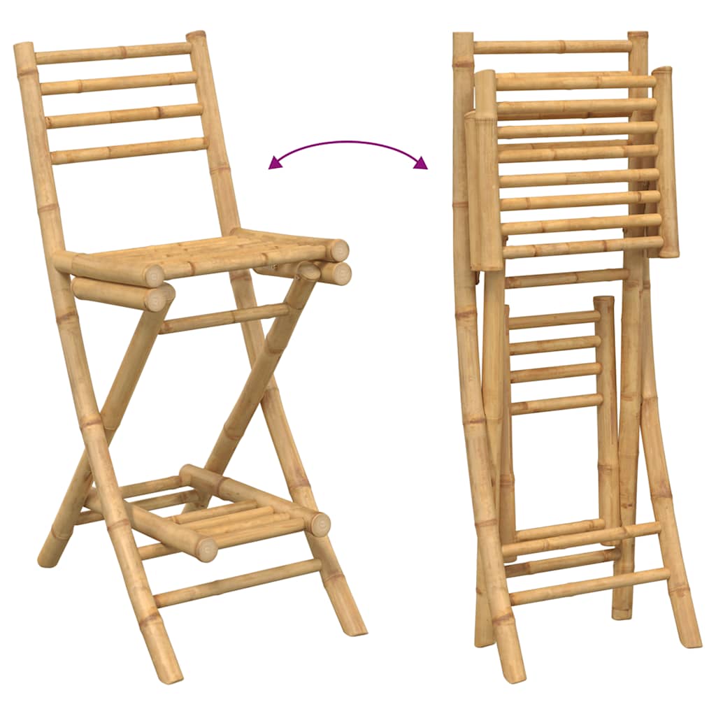 Outdoor-Barhocker mit Fußstützen 2 Stk. Klappbar Bambus