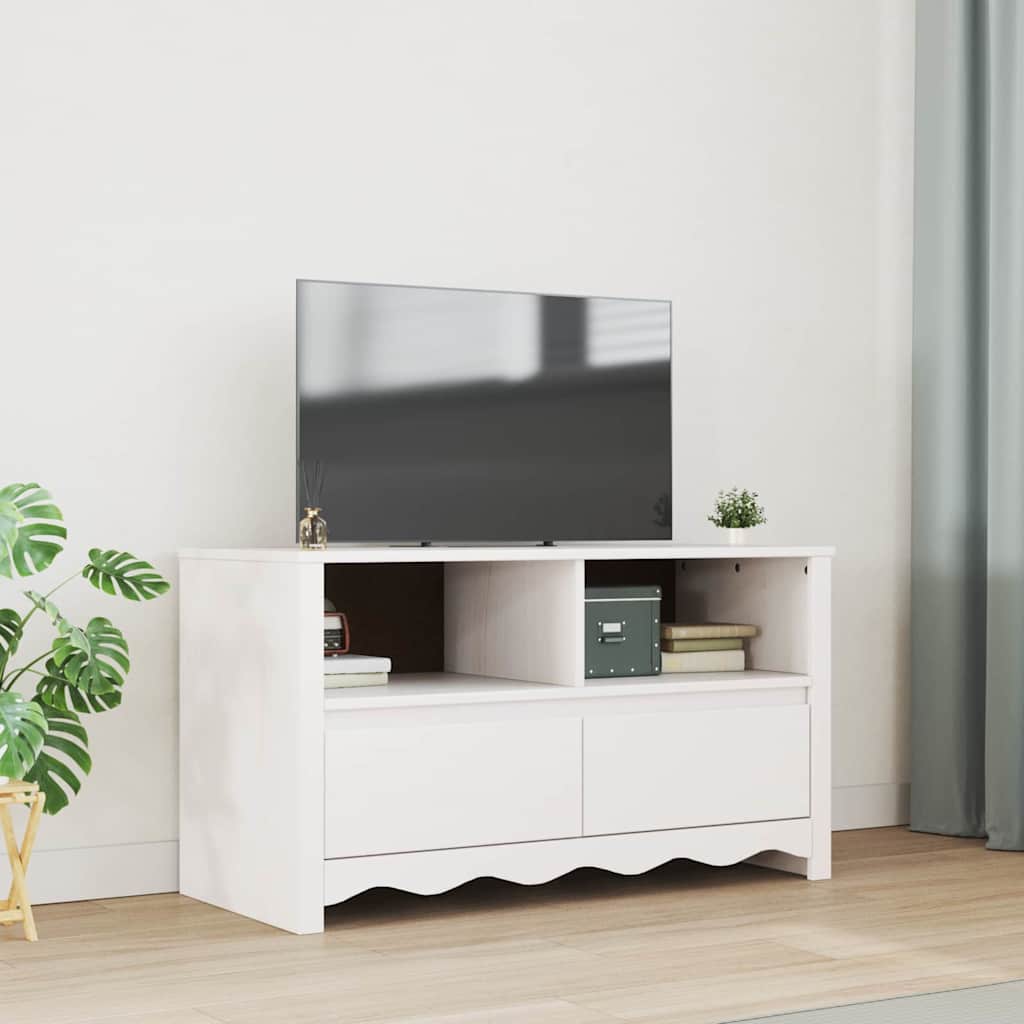 TV-Schränk Drammen Weiß 99 x 43 x 55 cm Massivholz Kiefer