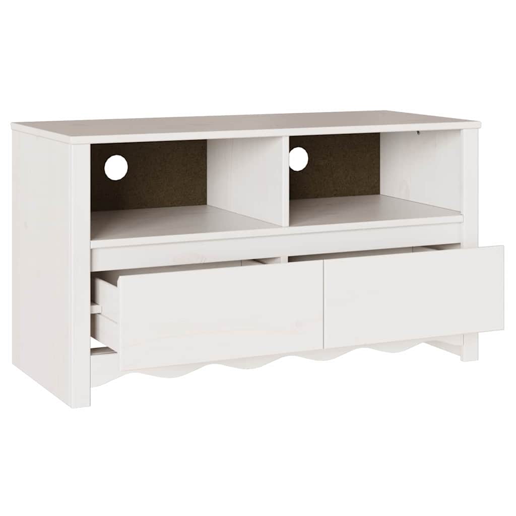 TV-Schränk Drammen Weiß 99 x 43 x 55 cm Massivholz Kiefer