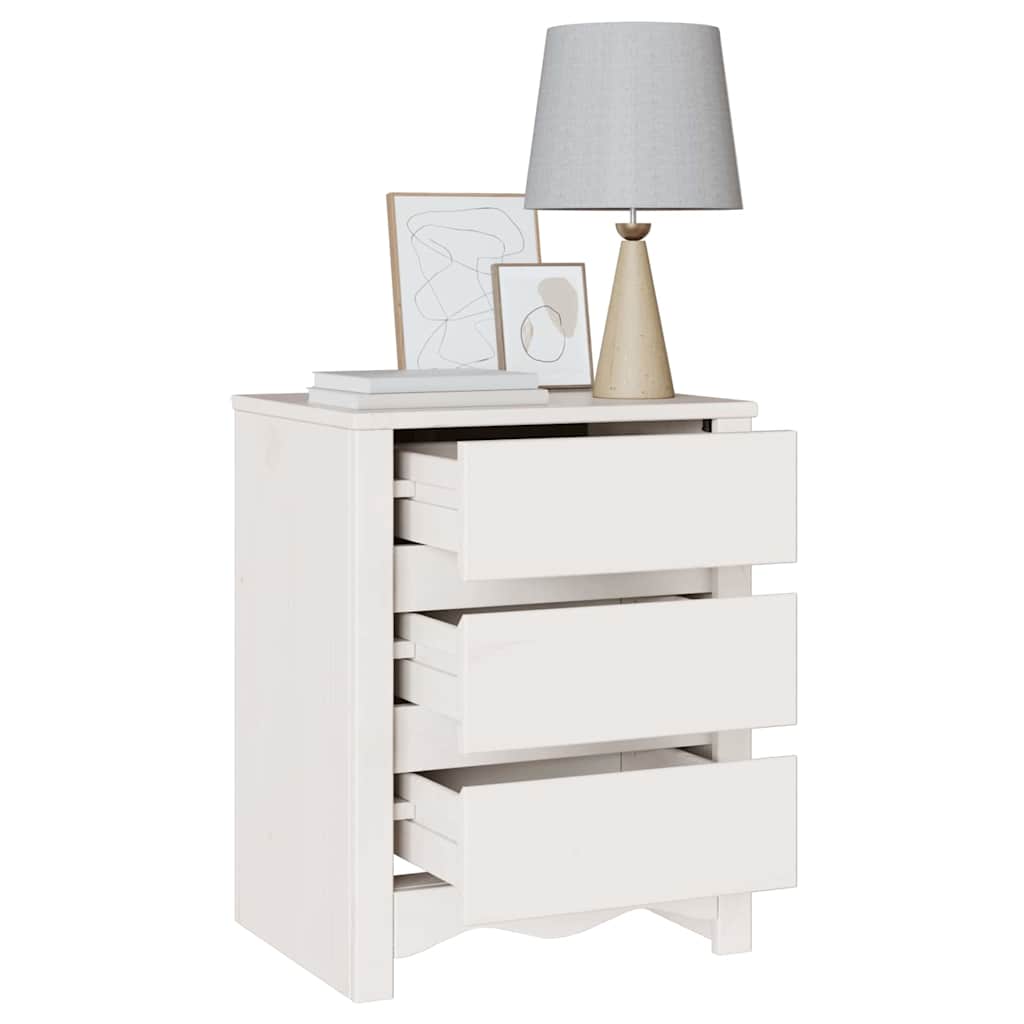 Couchtisch Drammen Weiß 45 x 35 x 56 cm Massives Kiefernholz