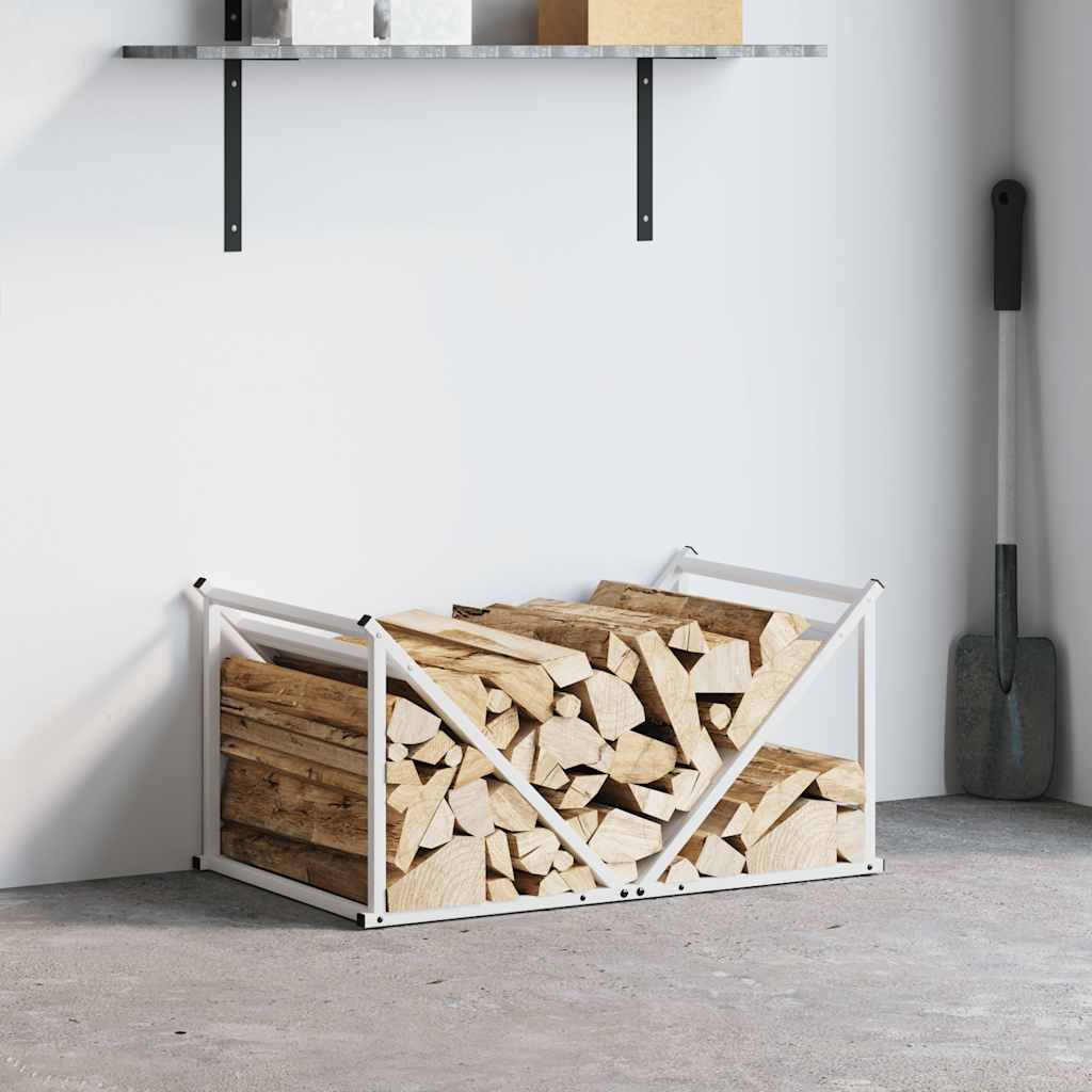 Brennholzregal Weiß 70x43x34,5 cm Kaltgewalzter Stahl