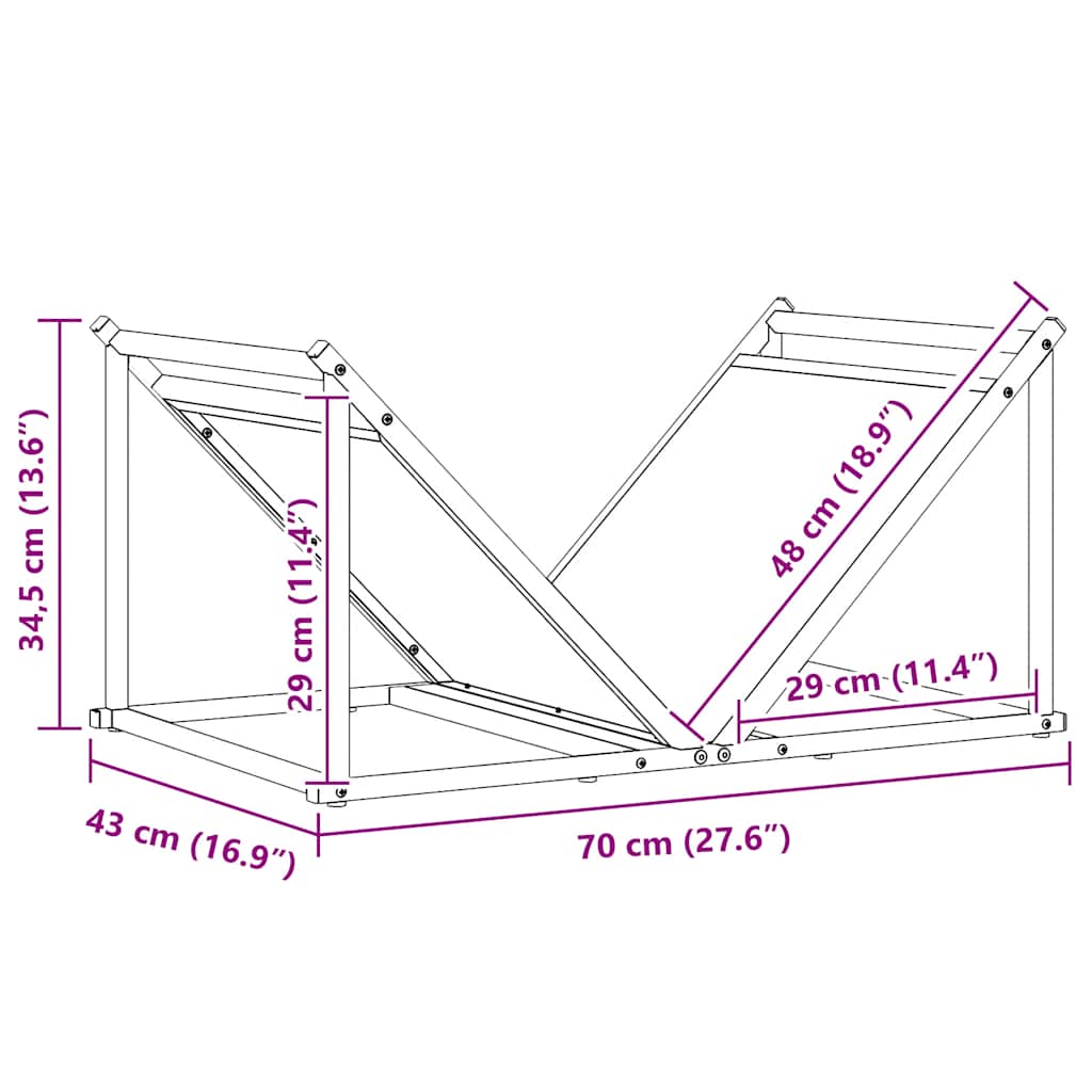 Brennholzregal Anthrazit 70x43x34,5 cm Kaltgewalzter Stahl