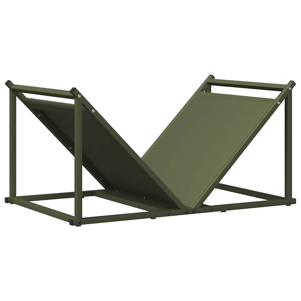 Brennholzregal Olivgrün 70x43x34,5 cm Kaltgewalzter Stahl