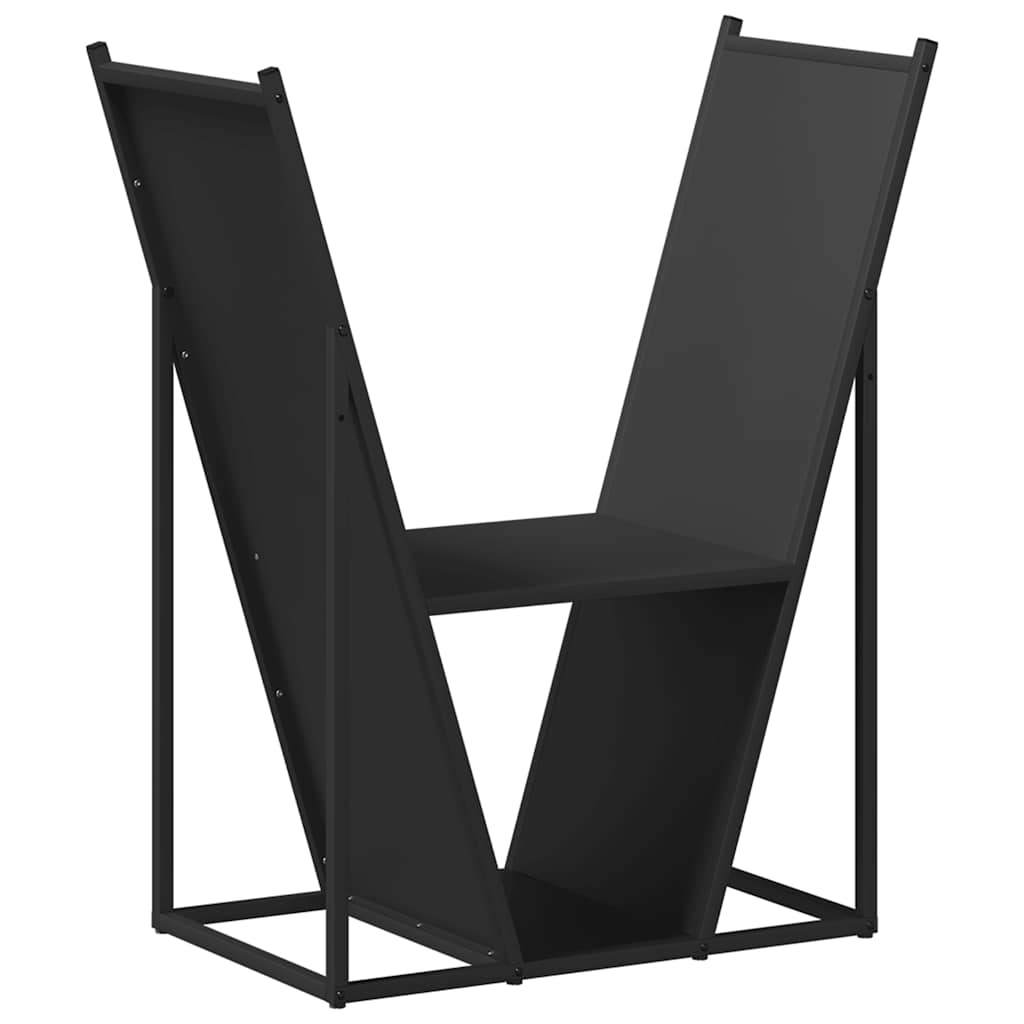 Brennholzregal Schwarz 69,5x35x81 cm Kaltgewalzter Stahl