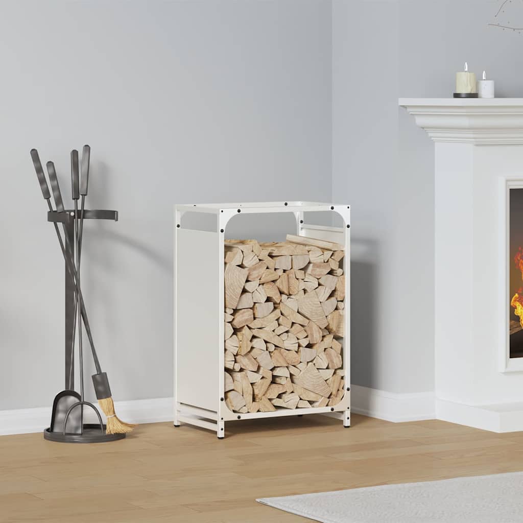 Brennholzregal Weiß 44x28x65 cm Kaltgewalzter Stahl