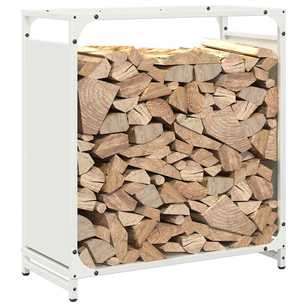 Brennholzregal Weiß 60x28x65 cm Kaltgewalzter Stahl