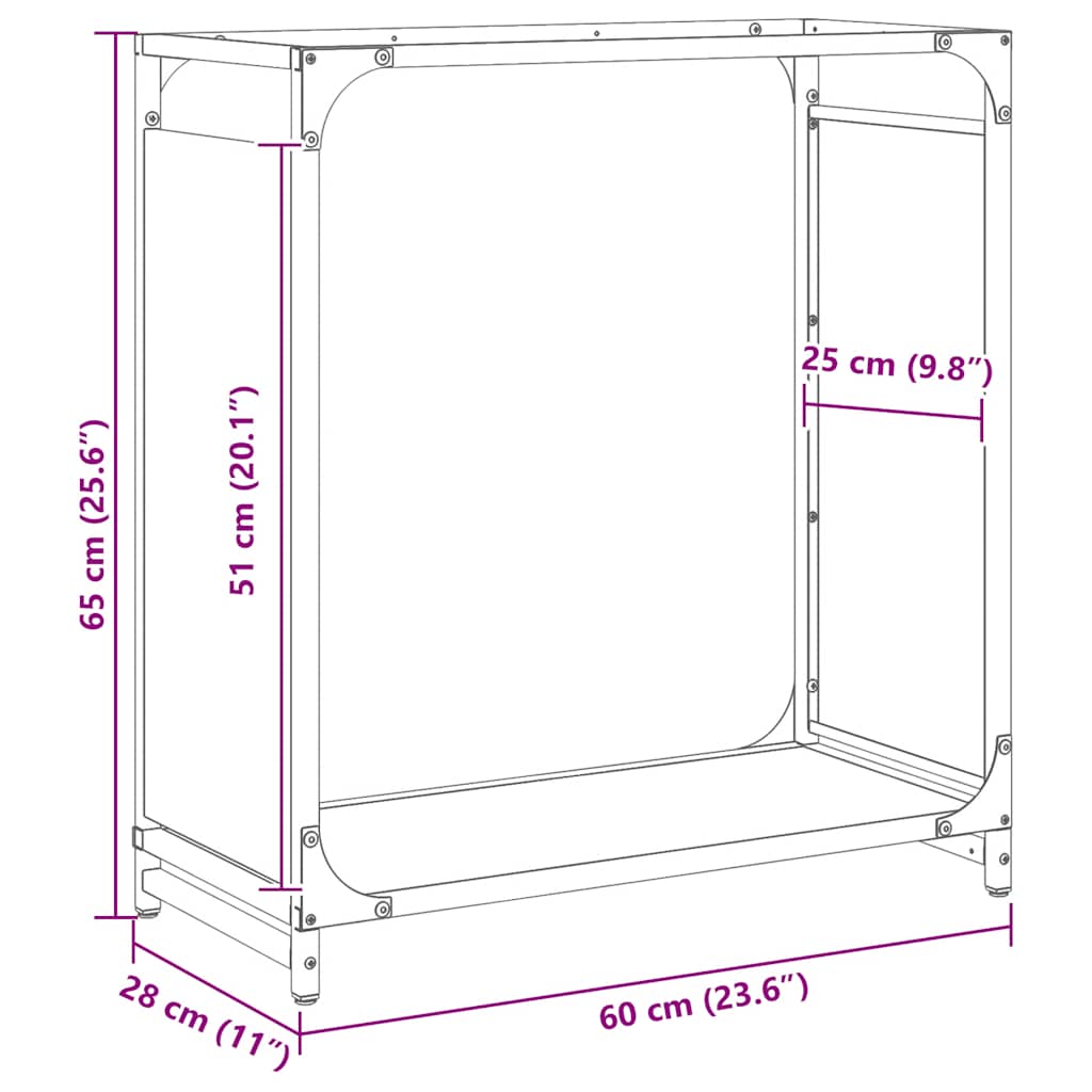 Brennholzregal Olivgrün 60x28x65 cm Kaltgewalzter Stahl