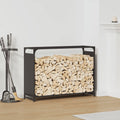 Brennholzregal Schwarz 90x28x65 cm Kaltgewalzter Stahl