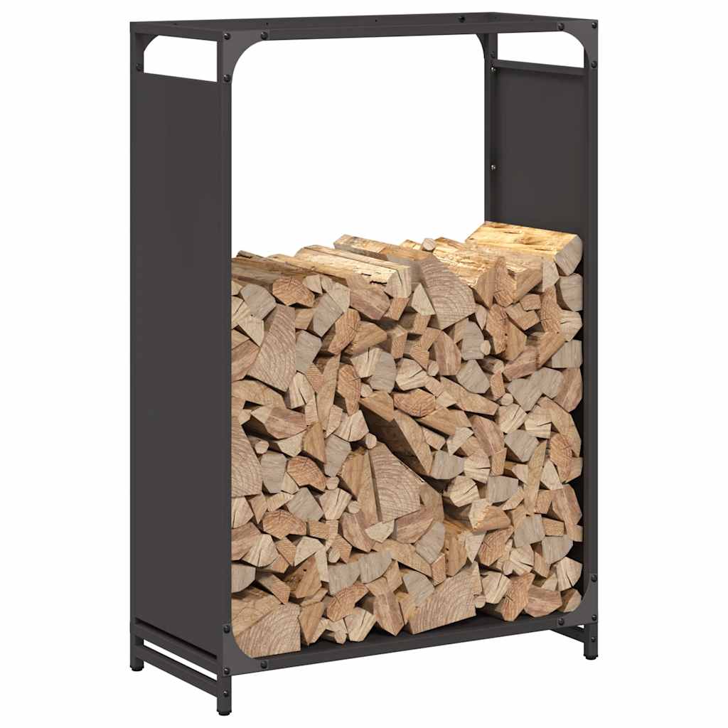 Brennholzregal Schwarz 60x28x90 cm Kaltgewalzter Stahl