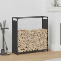 Brennholzregal Schwarz 90x28x90 cm Kaltgewalzter Stahl