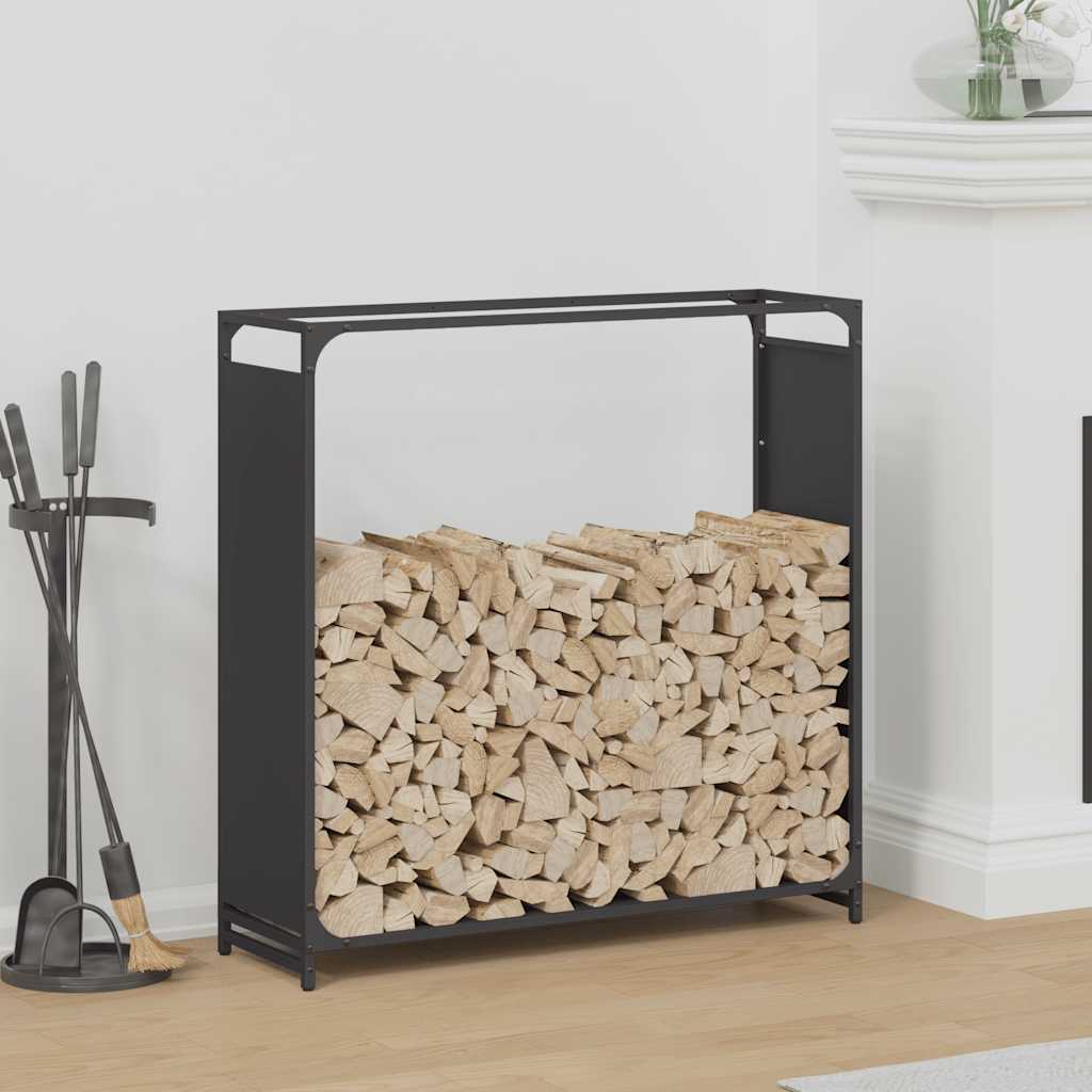 Brennholzregal Schwarz 90x28x90 cm Kaltgewalzter Stahl