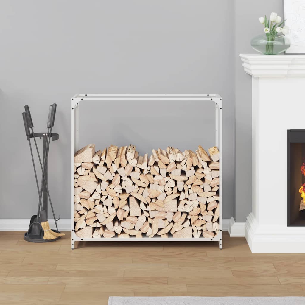 Brennholzregal Weiß 90x28x90 cm Kaltgewalzter Stahl