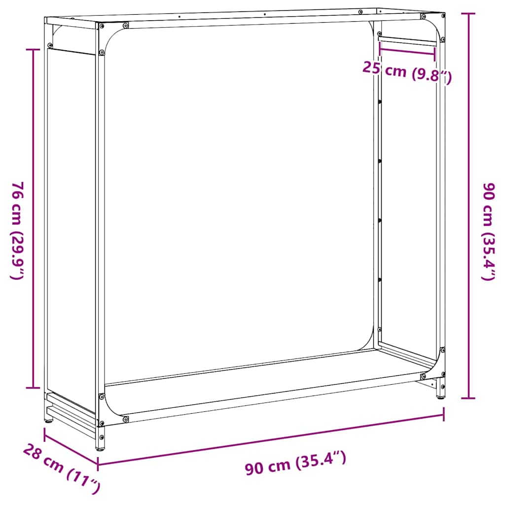 Brennholzregal Anthrazit 90x28x90 cm Kaltgewalzter Stahl
