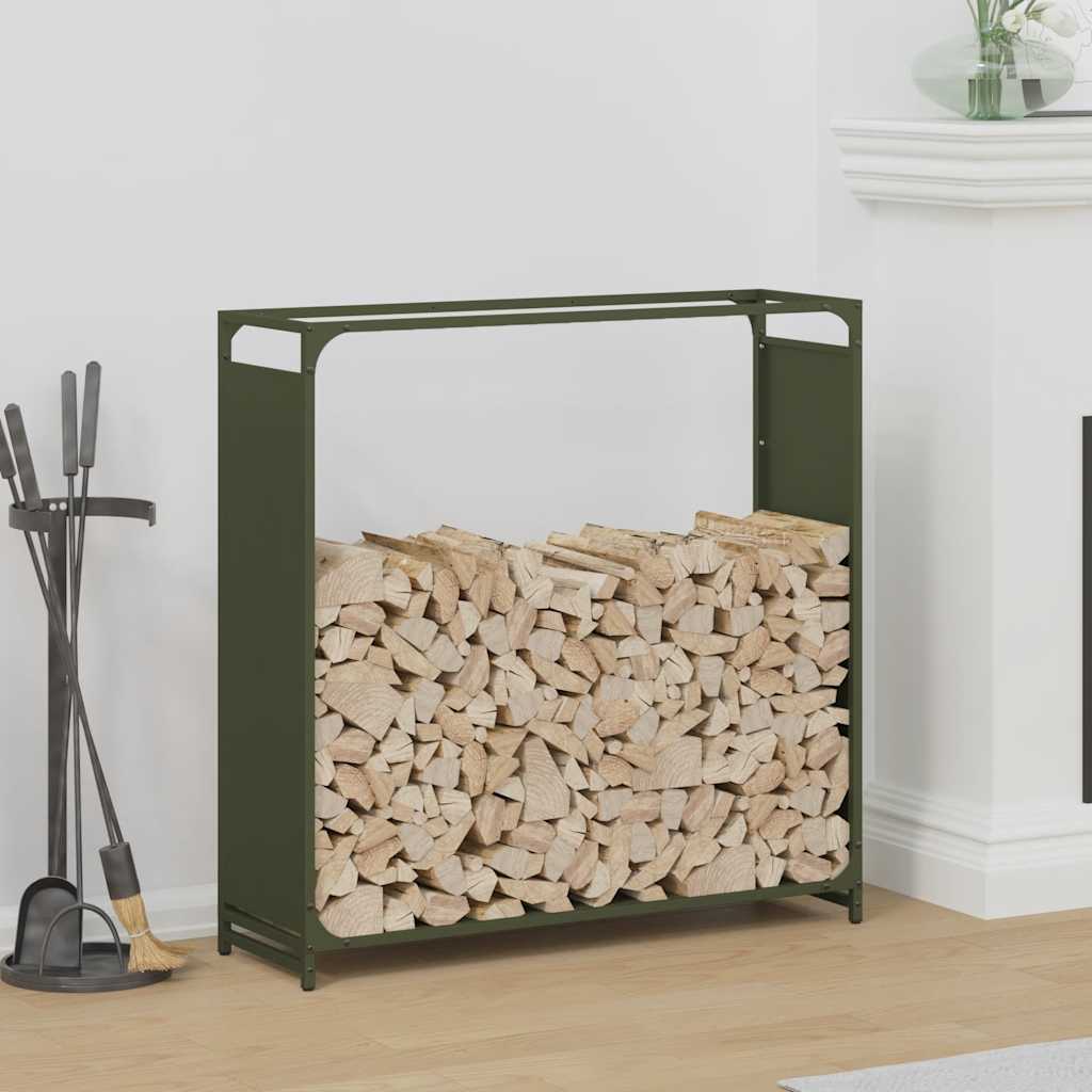 Brennholzregal Olivgrün 90x28x90 cm Kaltgewalzter Stahl