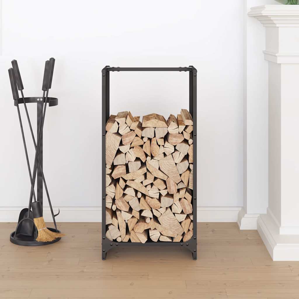 Brennholzregal Schwarz 40x30x80 cm Kaltgewalzter Stahl