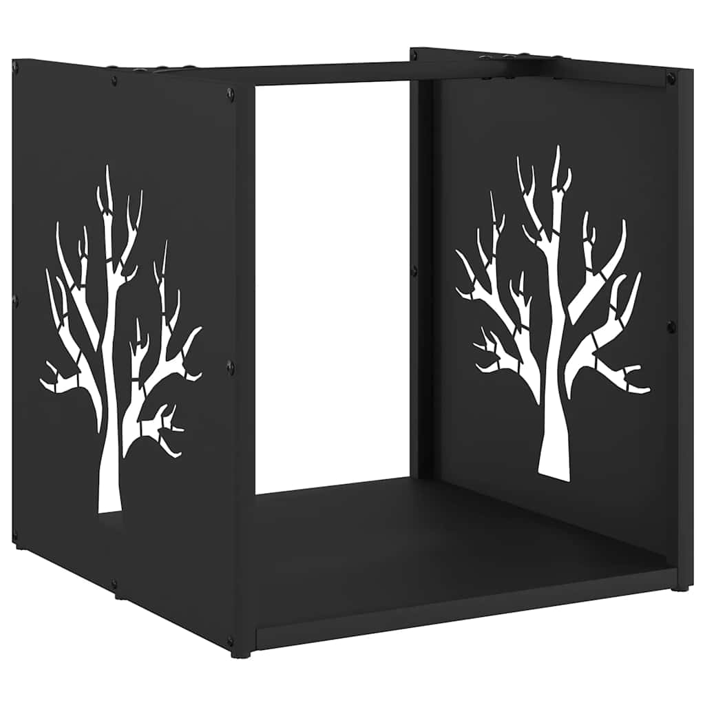 Brennholzregal Schwarz 40x40x40 cm Kaltgewalzter Stahl