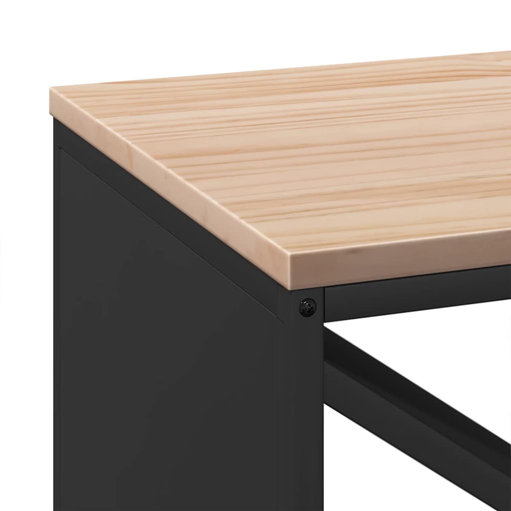 Brennholzregal mit Holzplatte Schwarz 100,5x35,5x40 cm