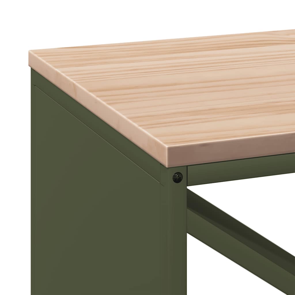 Brennholzregal mit Holzplatte Olivgrün 100,5x35,5x40 cm