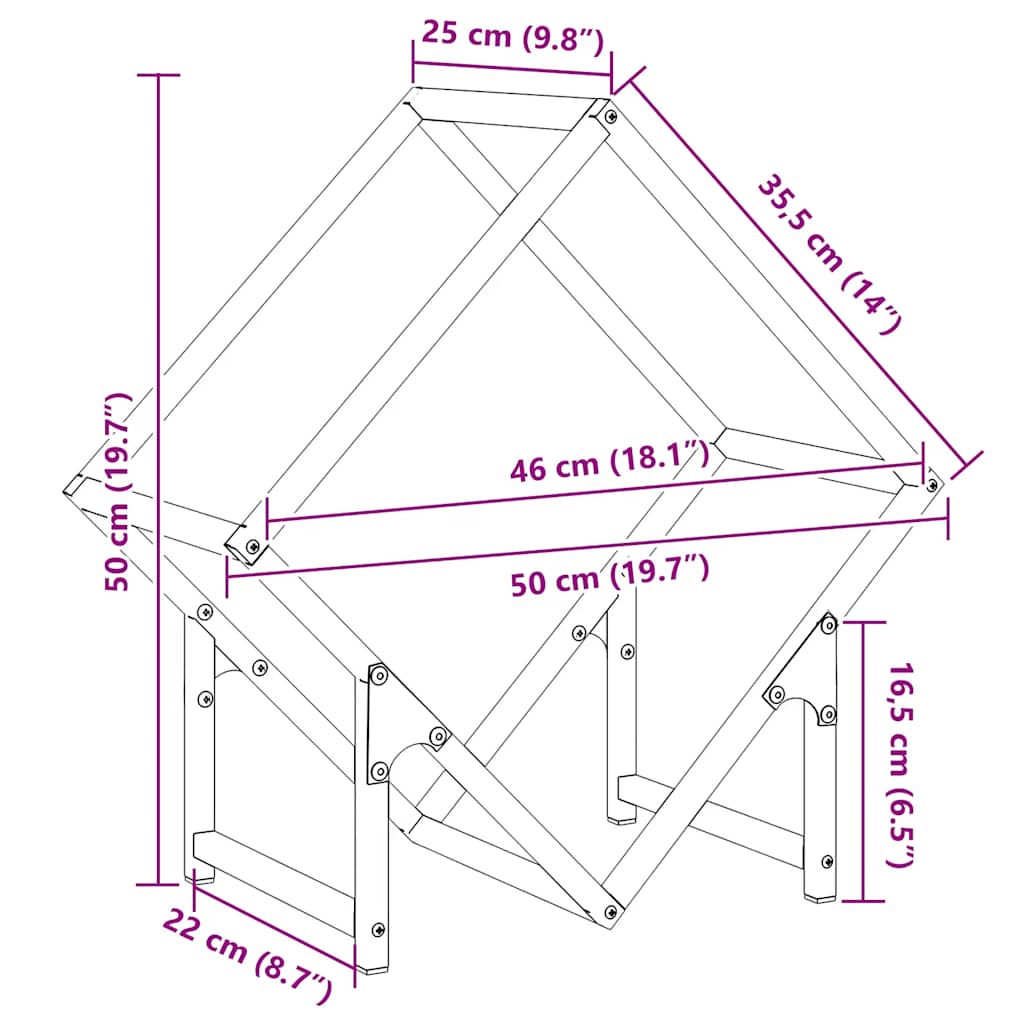 Brennholzregal Anthrazit 50x25x50 cm Kaltgewalzter Stahl