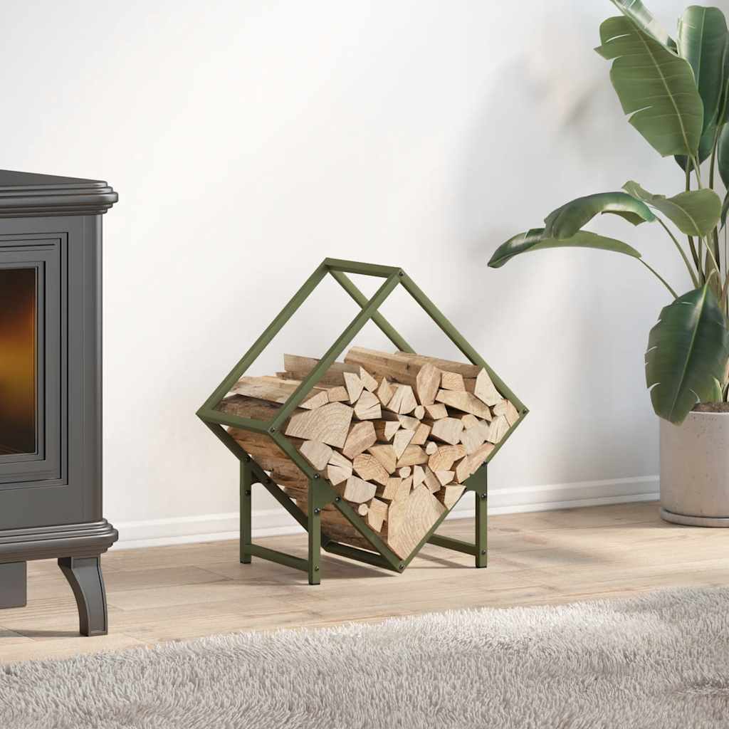 Brennholzregal Olivgrün 50x25x50 cm Kaltgewalzter Stahl