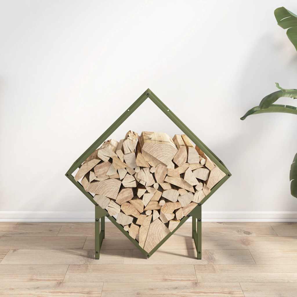 Brennholzregal Olivgrün 60x25x60 cm Kaltgewalzter Stahl