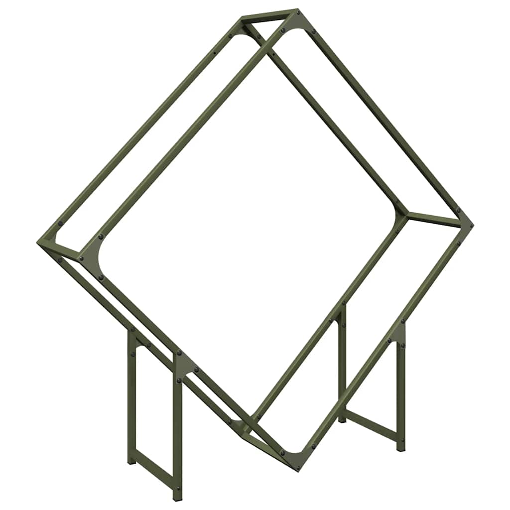 Brennholzregal Olivgrün 100x25x100 cm Kaltgewalzter Stahl