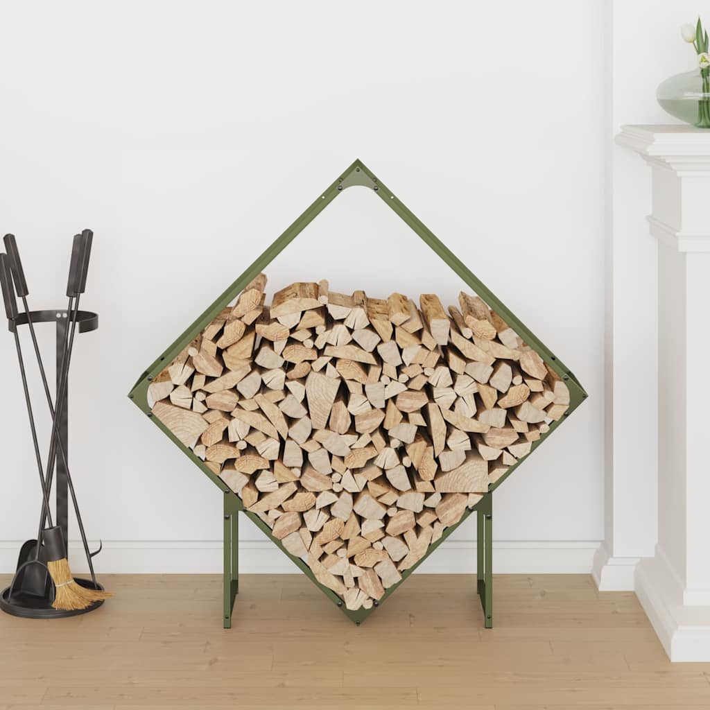 Brennholzregal Olivgrün 100x25x100 cm Kaltgewalzter Stahl