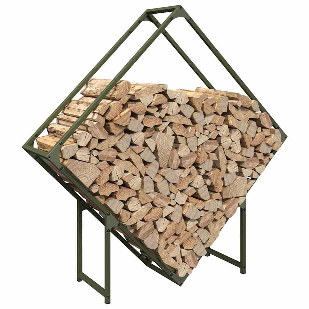 Brennholzregal Olivgrün 100x25x100 cm Kaltgewalzter Stahl