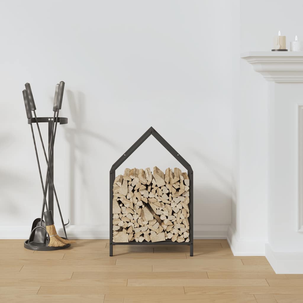 Brennholzregal Schwarz 40x25x60 cm Kaltgewalzter Stahl