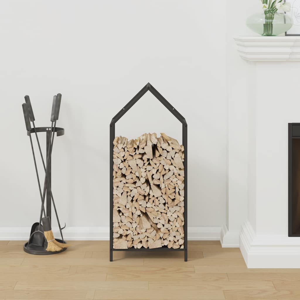 Brennholzregal Schwarz 40x25x90 cm Kaltgewalzter Stahl