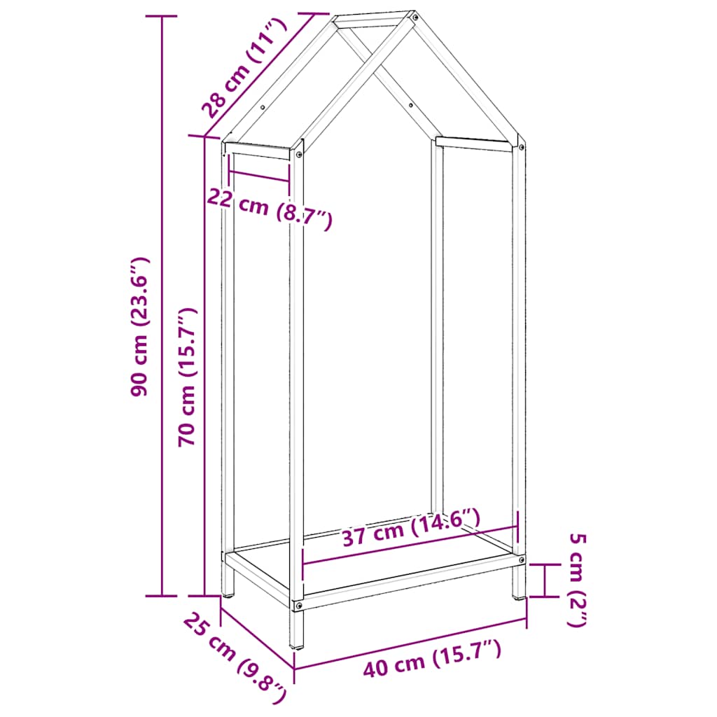 Brennholzregal Anthrazit 40x25x90 cm Kaltgewalzter Stahl