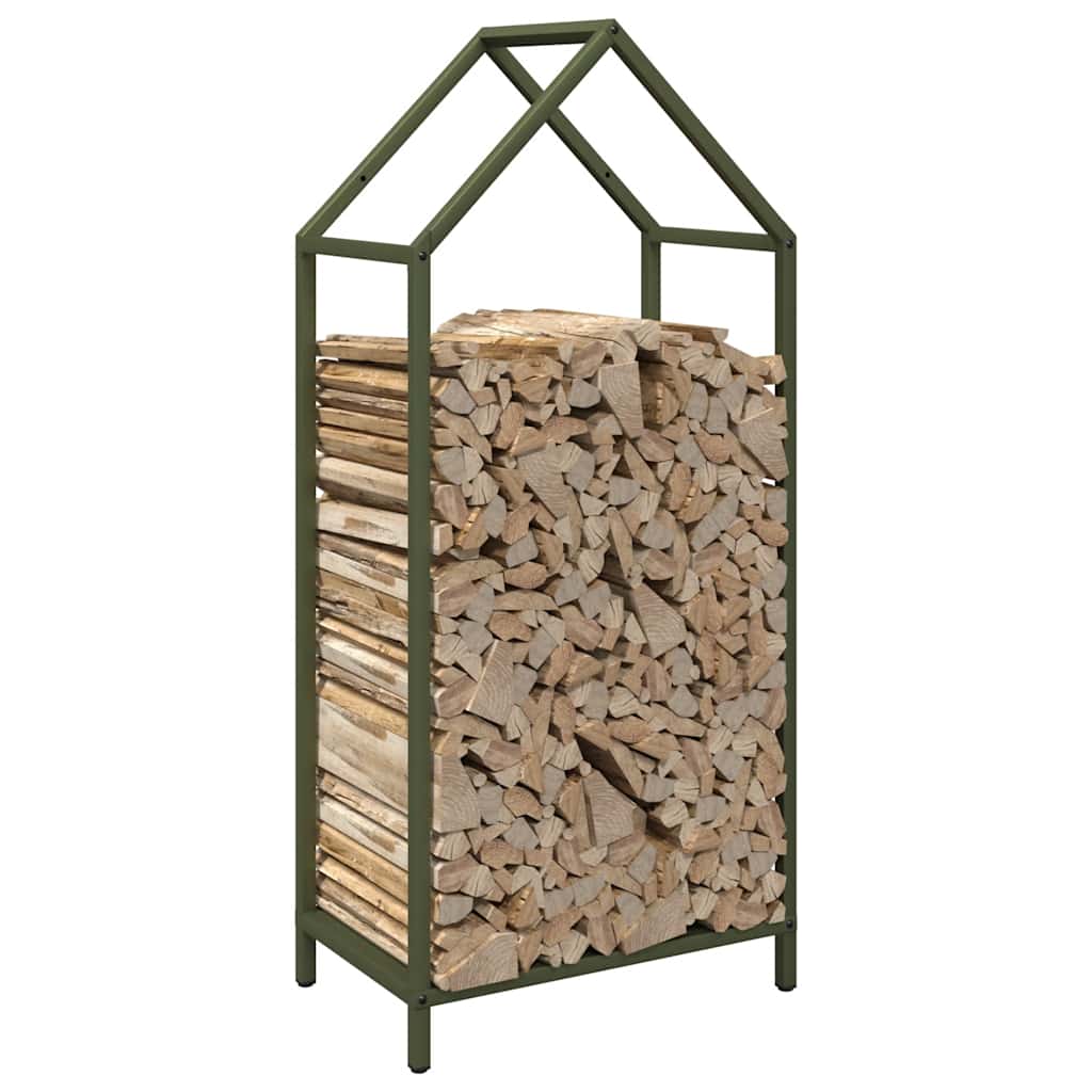 Brennholzregal Olivgrün 40x25x90 cm Kaltgewalzter Stahl