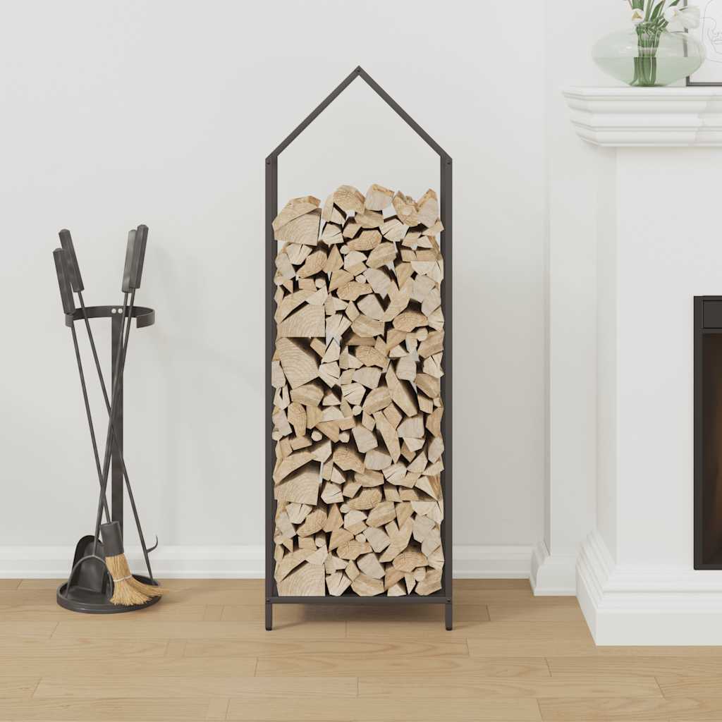 Brennholzregal Schwarz 40x25x120 cm Kaltgewalzter Stahl
