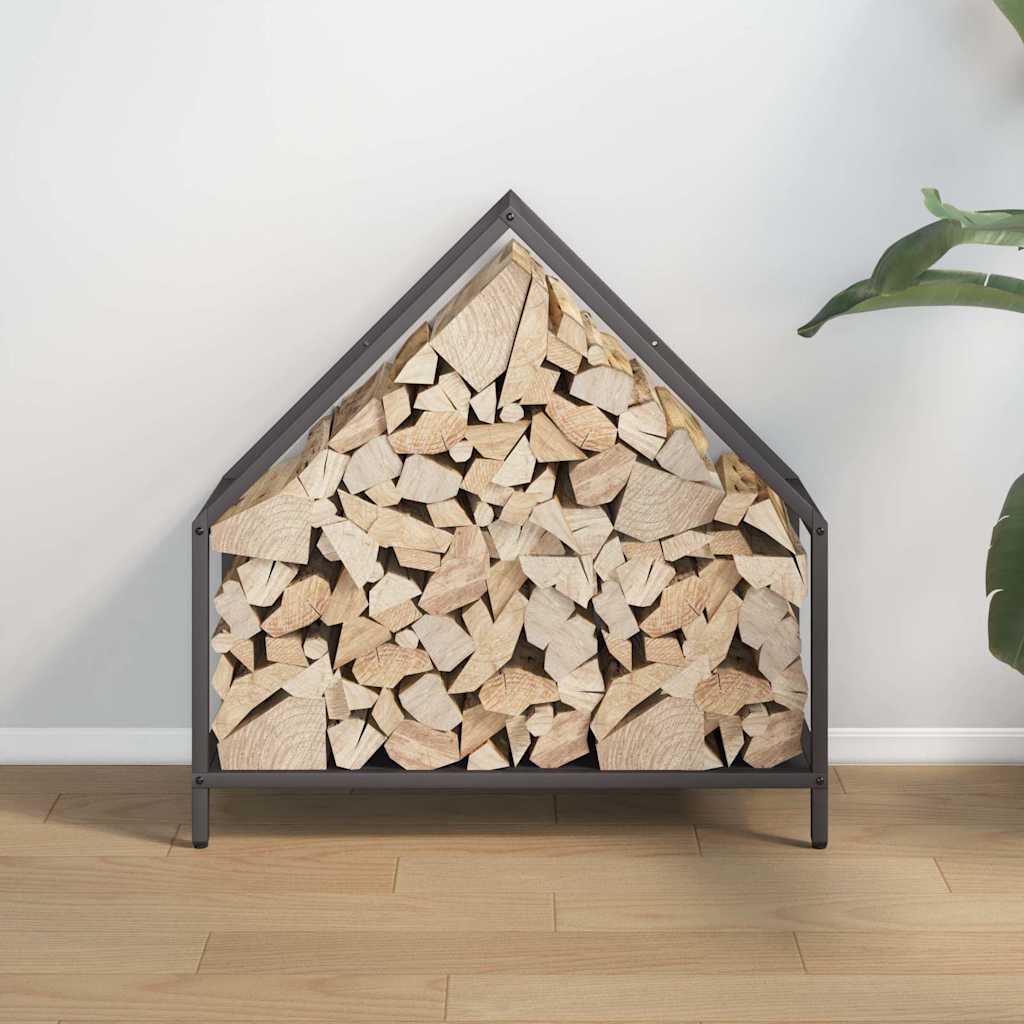 Brennholzregal Schwarz 60x25x60 cm Kaltgewalzter Stahl