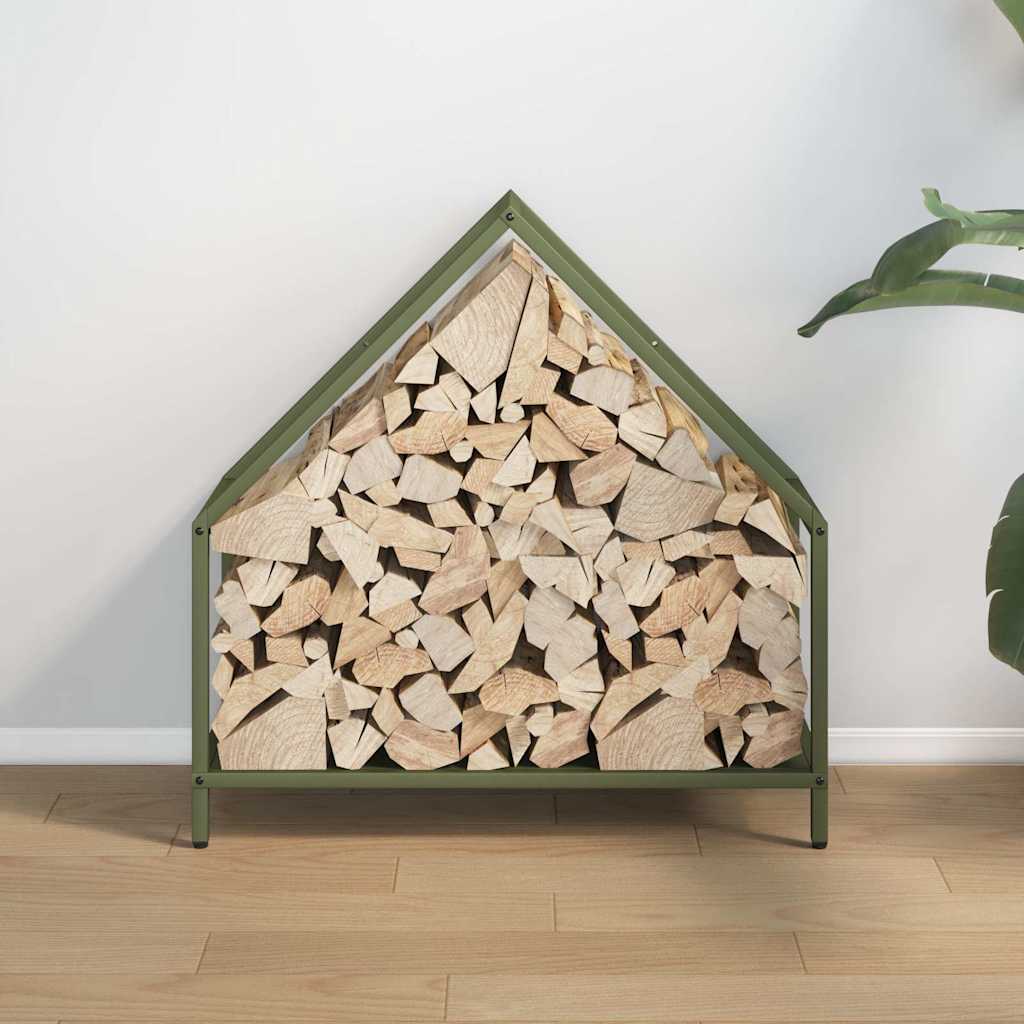 Brennholzregal Olivgrün 60x25x60 cm Kaltgewalzter Stahl