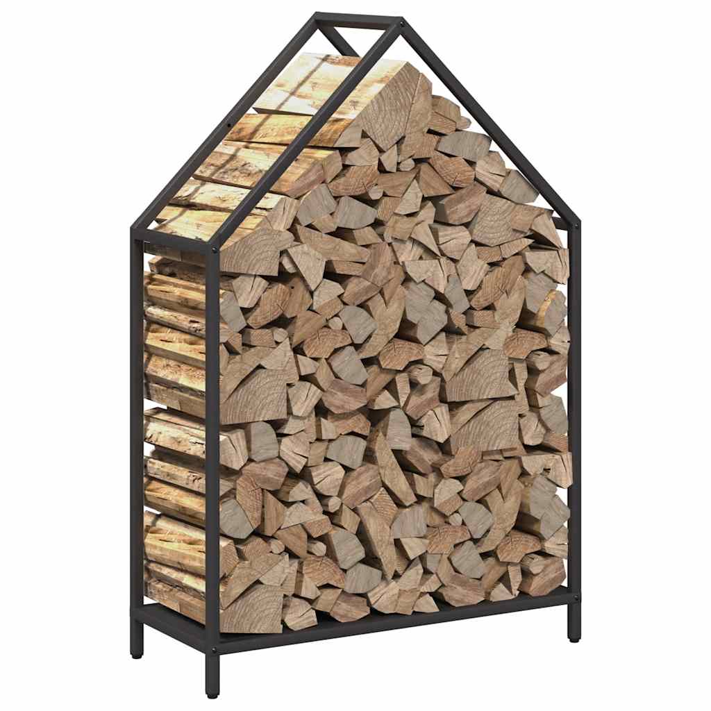 Brennholzregal Schwarz 60x25x90 cm Kaltgewalzter Stahl