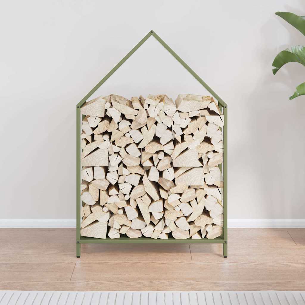 Brennholzregal Olivgrün 60x25x90 cm Kaltgewalzter Stahl