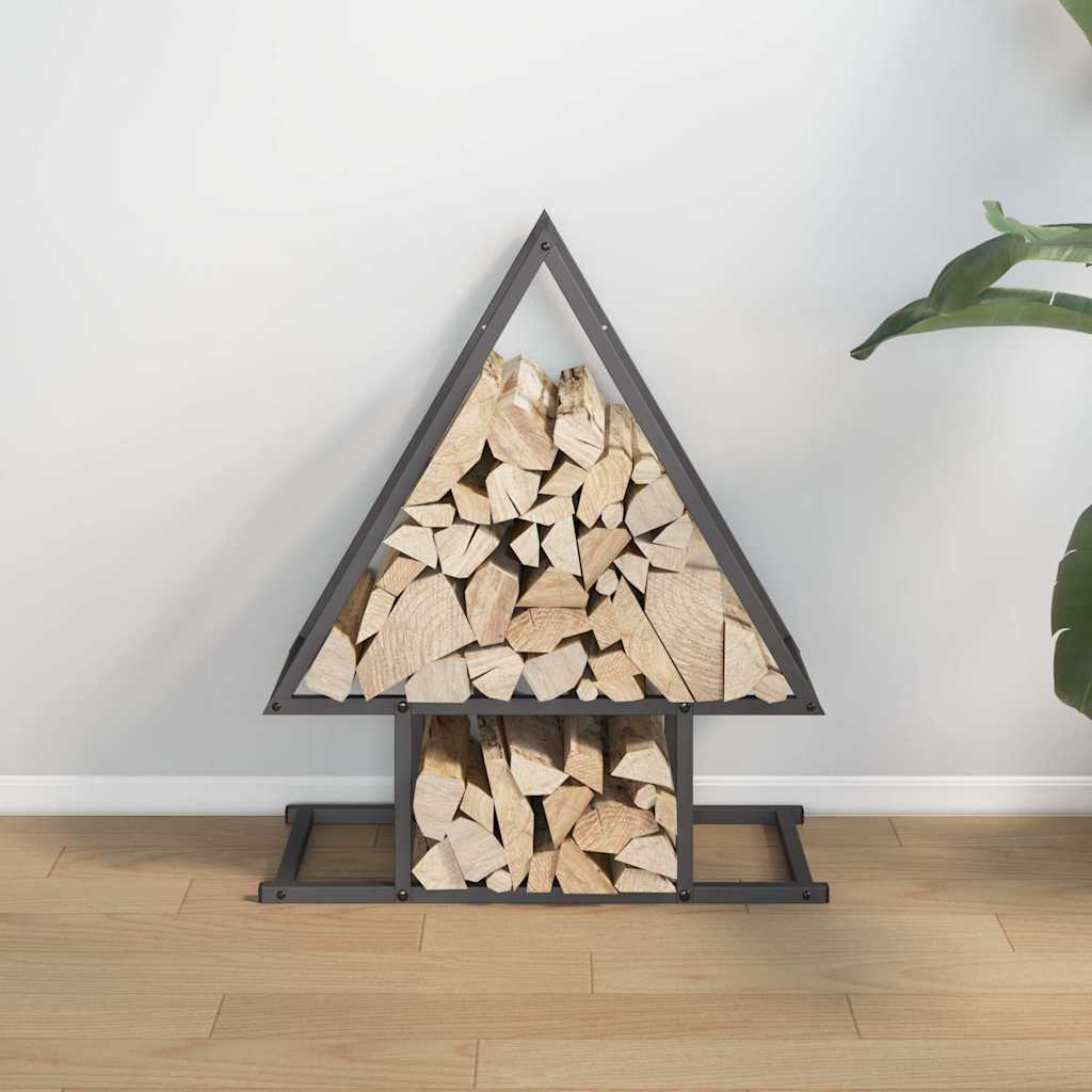 Brennholzregal Schwarz 50x25x60 cm Kaltgewalzter Stahl