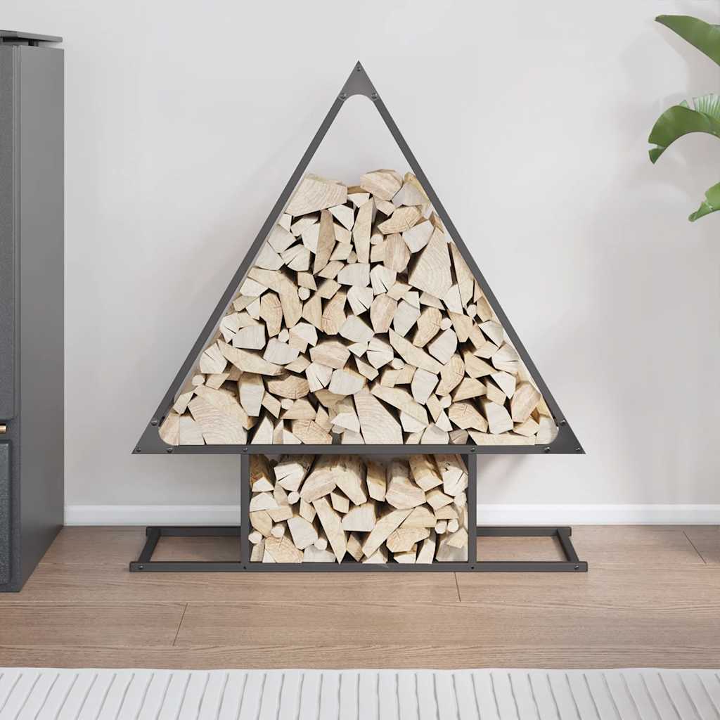 Brennholzregal Schwarz 80x25x90 cm Kaltgewalzter Stahl