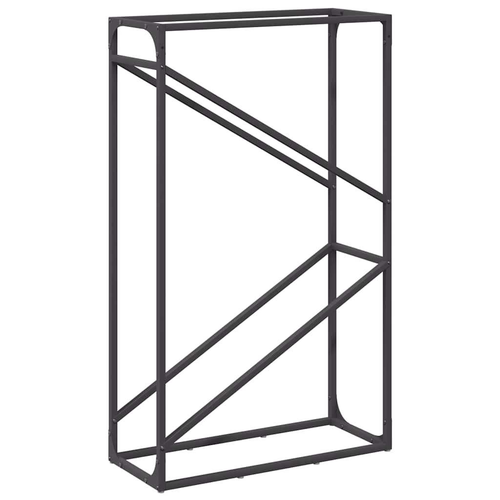 Brennholzregal Schwarz 60x25x100 cm Kaltgewalzter Stahl