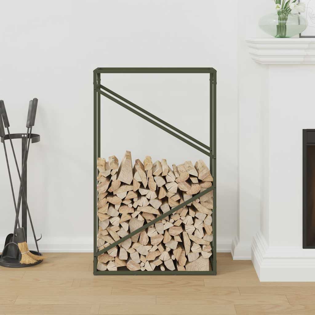 Brennholzregal Olivgrün 60x25x100 cm Kaltgewalzter Stahl