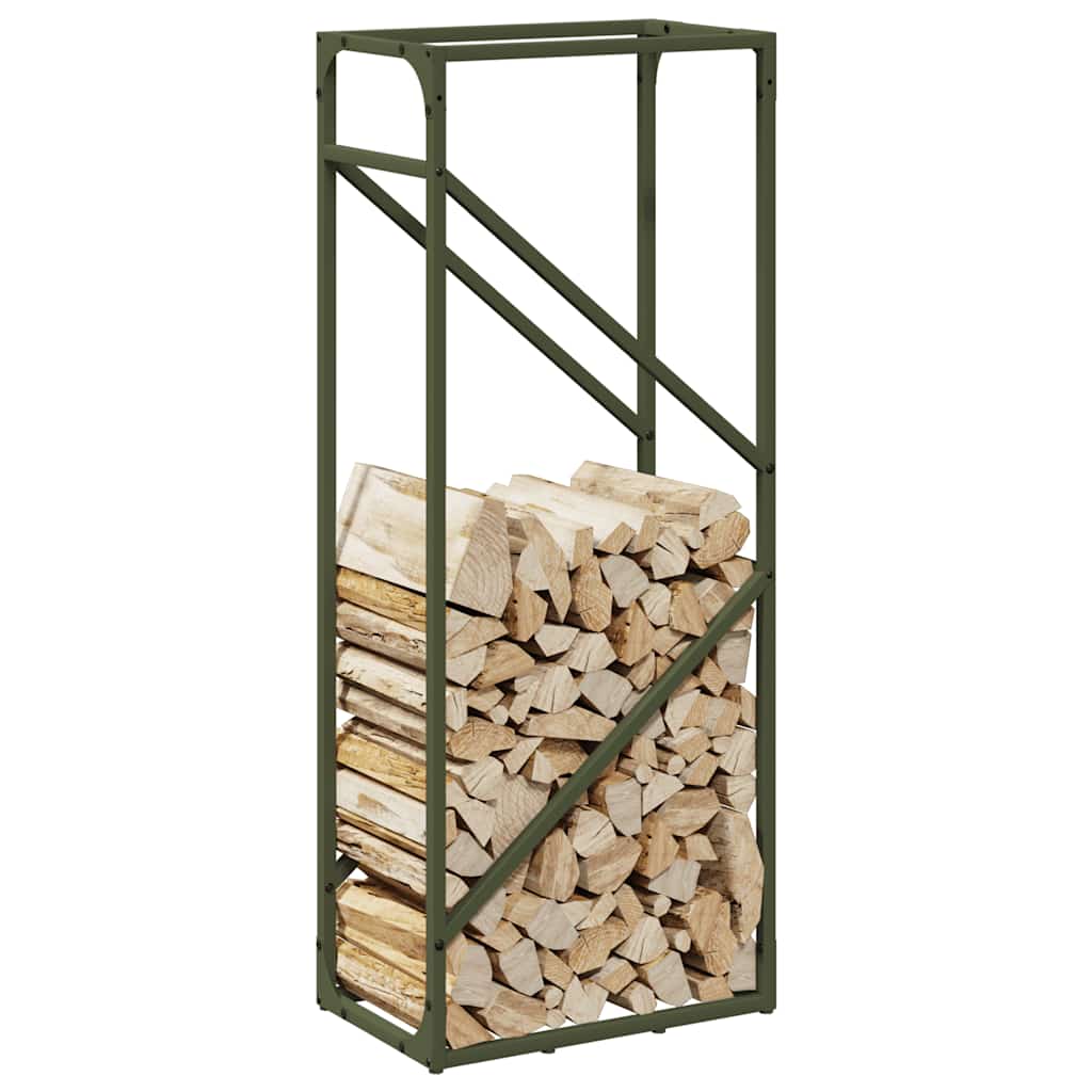 Brennholzregal Olivgrün 40x25x100 cm Kaltgewalzter Stahl